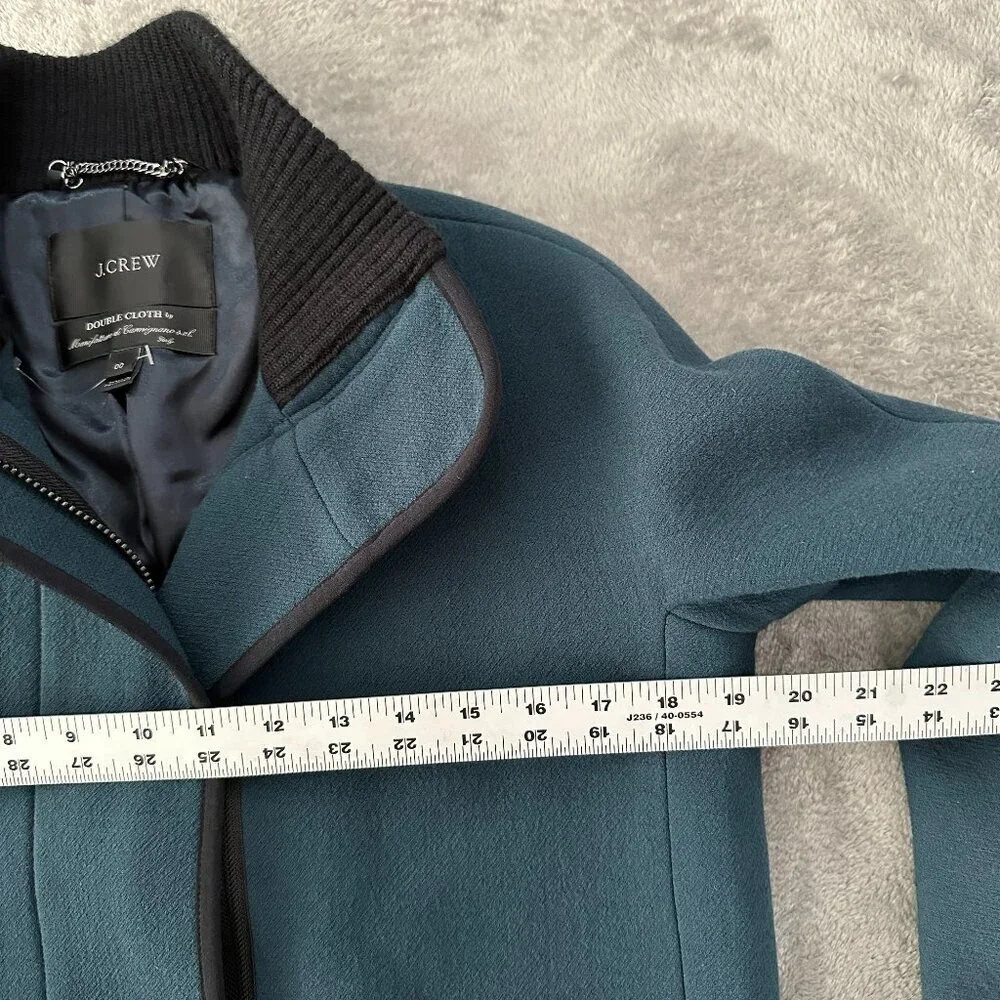 J. Crew Double Cloth Tipped Patch Pocket Wool Coat Blue Women's 00 - Picture 5 of 7
